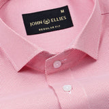 Marcell Red Textured Cutaway Cotton Shirt - John Ellies