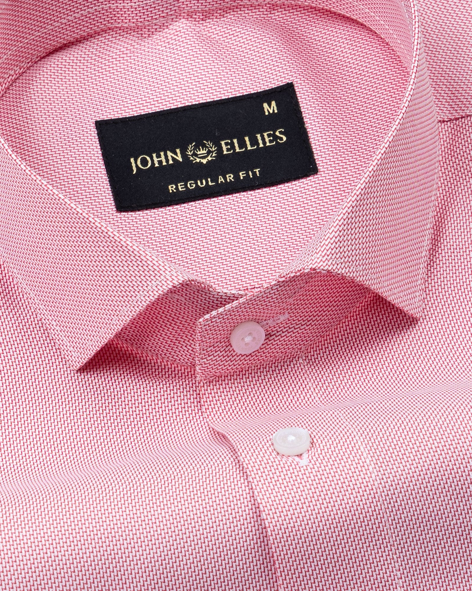 Marcell Red Textured Cutaway Cotton Shirt - John Ellies