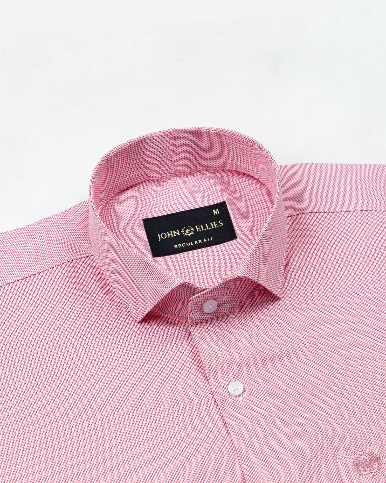 Marcell Red Textured Cutaway Cotton Shirt - John Ellies