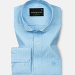 Marcell Sky Blue Textured Cutaway Cotton Shirt - John Ellies