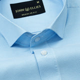 Marcell Sky Blue Textured Cutaway Cotton Shirt - John Ellies