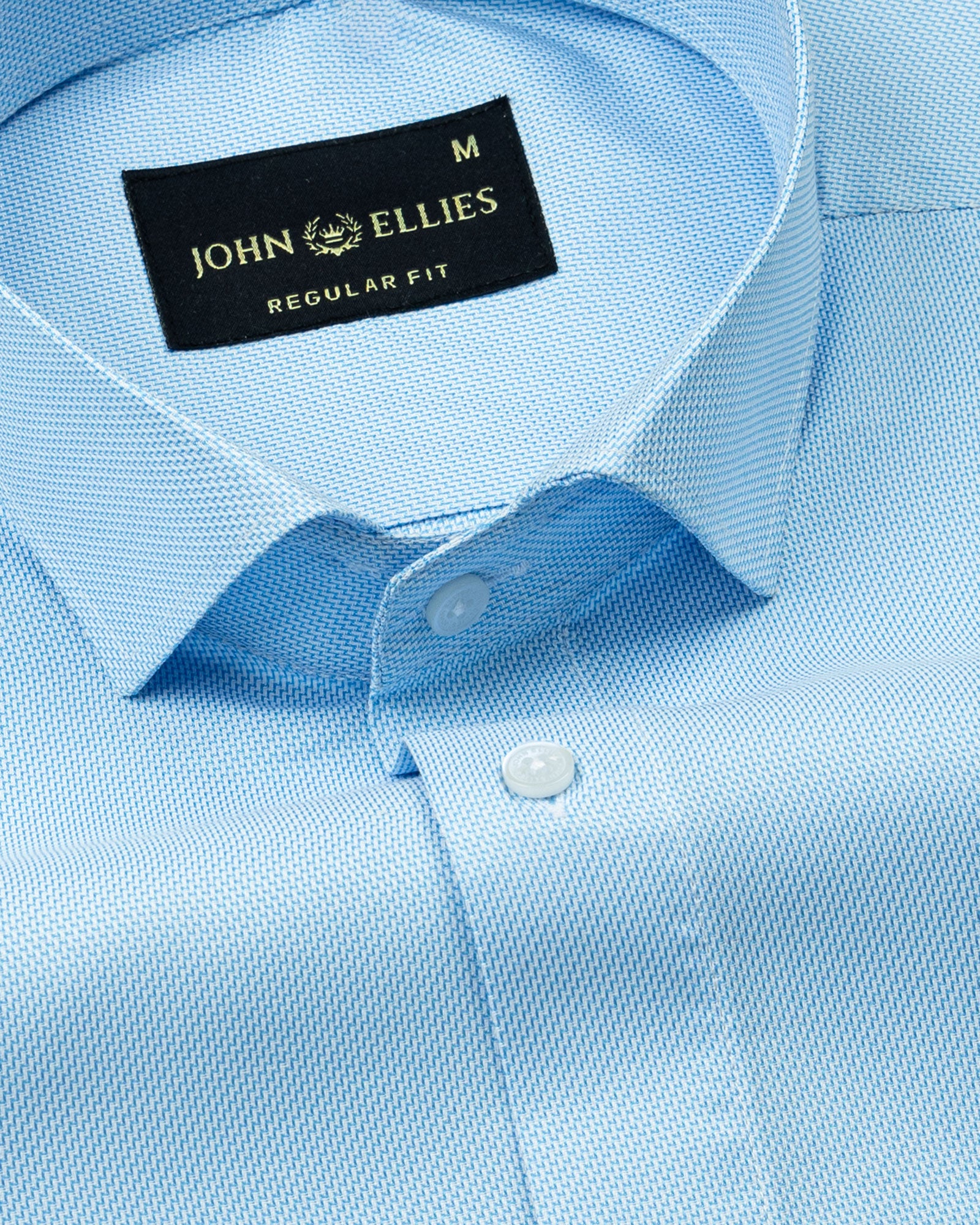 Marcell Sky Blue Textured Cutaway Cotton Shirt - John Ellies