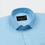 Marcell Sky Blue Textured Cutaway Cotton Shirt - John Ellies