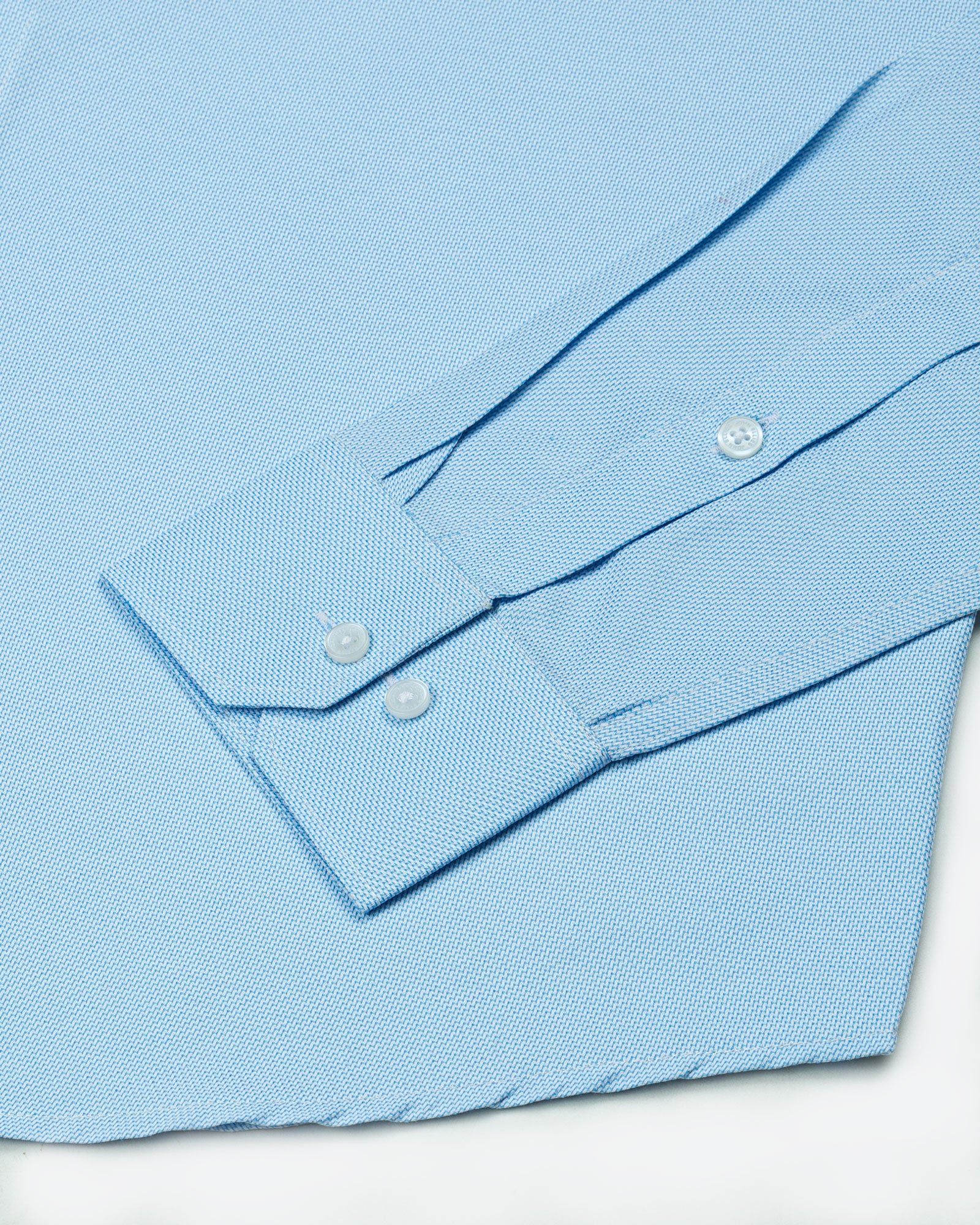 Marcell Sky Blue Textured Cutaway Cotton Shirt - John Ellies