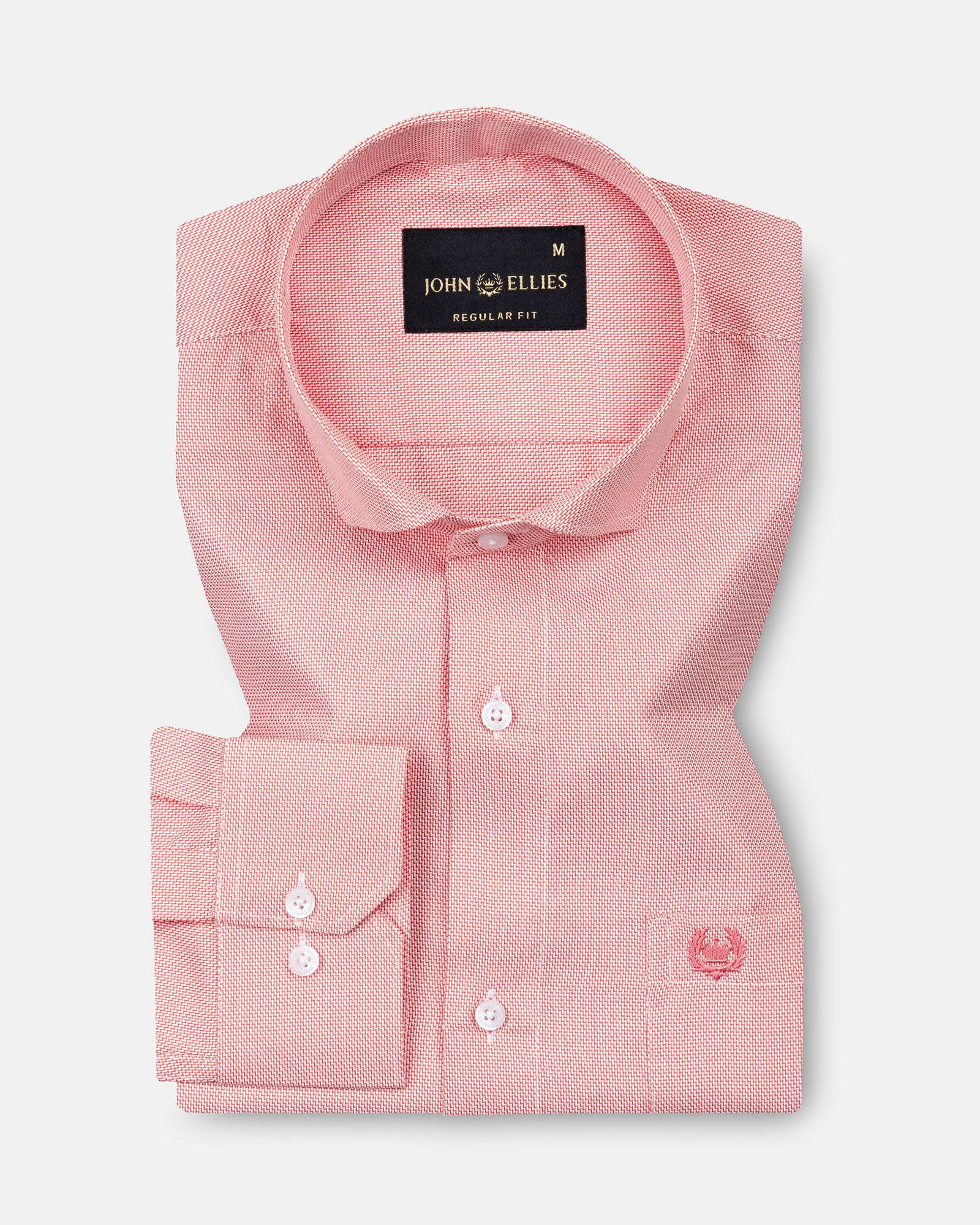Marcell Orange Textured Cutaway Cotton Shirt - John Ellies