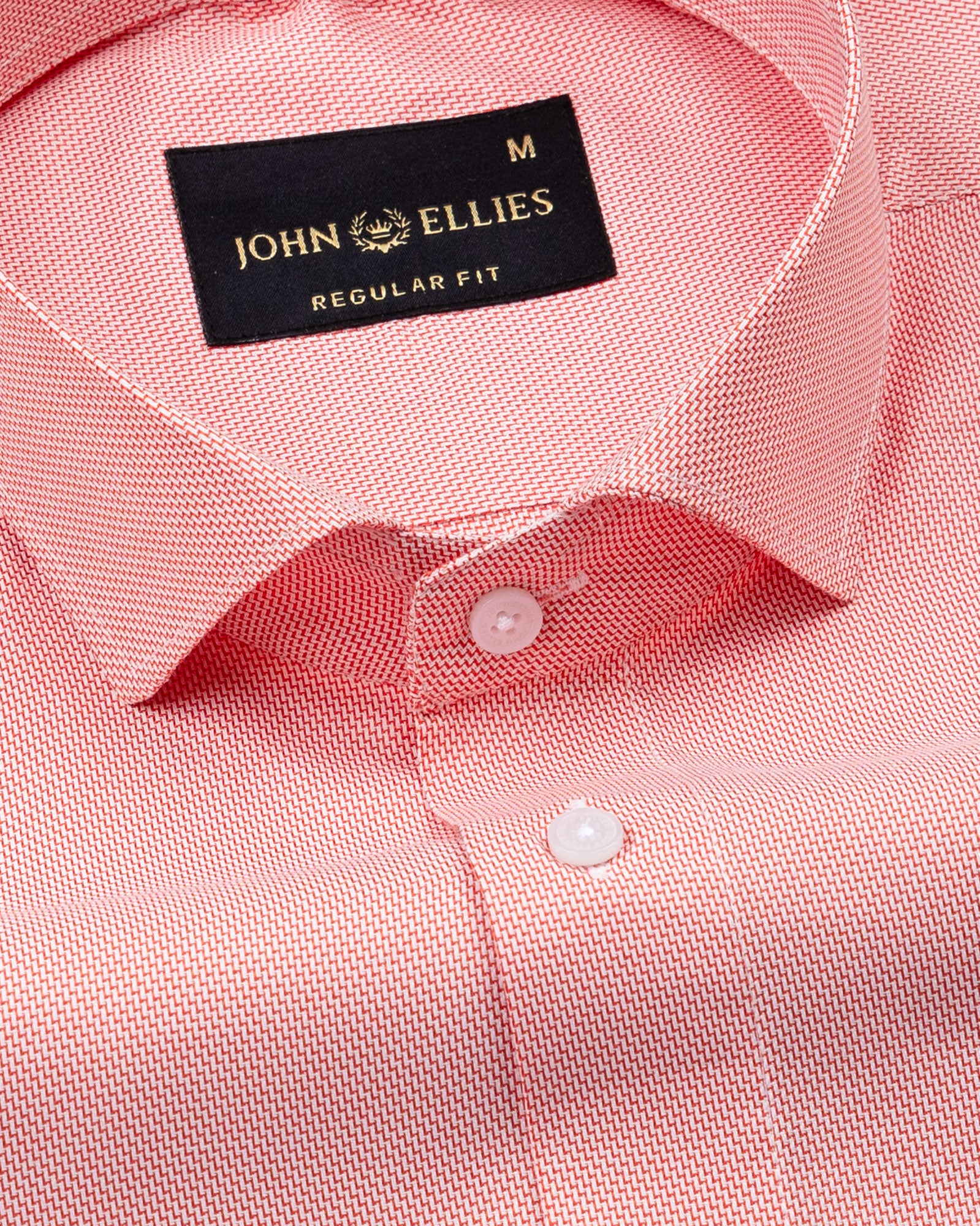 Marcell Orange Textured Cutaway Cotton Shirt - John Ellies