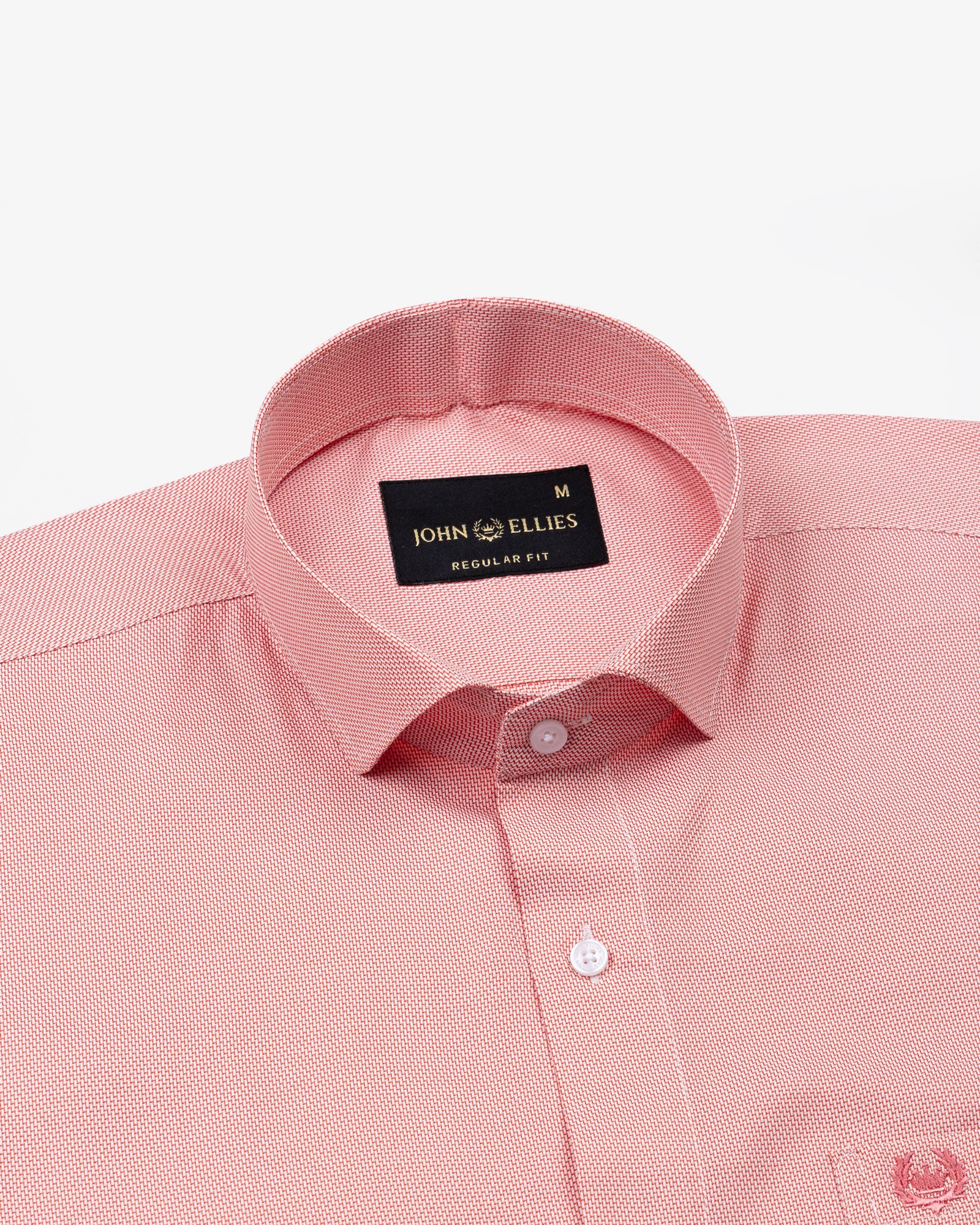 Marcell Orange Textured Cutaway Cotton Shirt - John Ellies