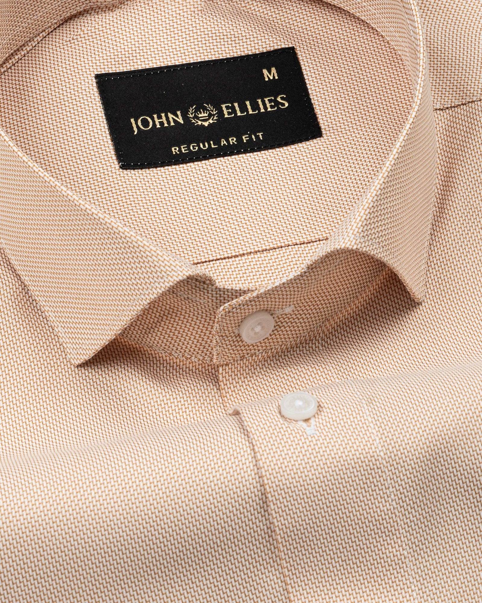Marcell Yellow Textured Cutaway Cotton Shirt - John Ellies