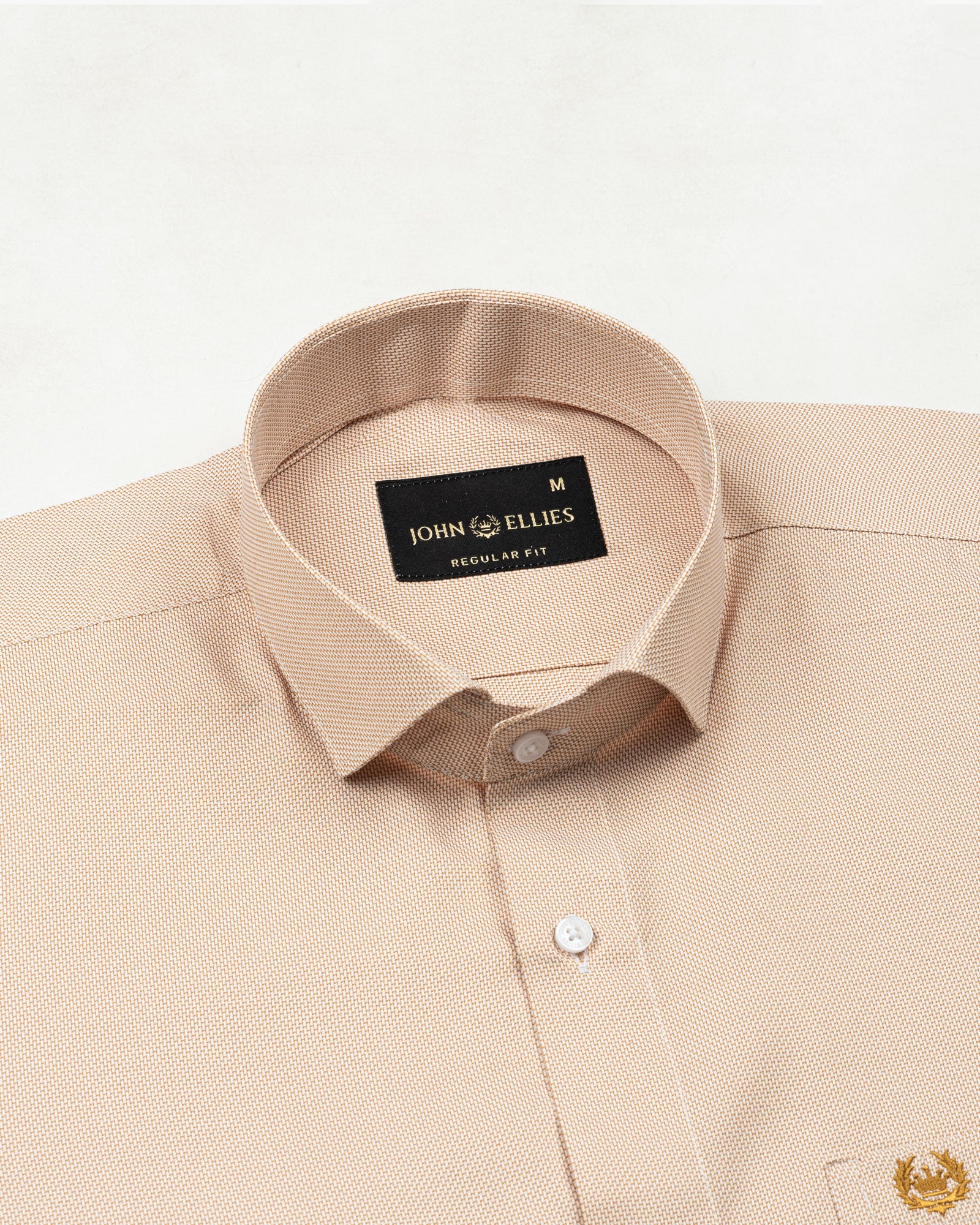 Marcell Yellow Textured Cutaway Cotton Shirt - John Ellies