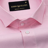 Marcell Pink Textured Cutaway Cotton Shirt - John Ellies