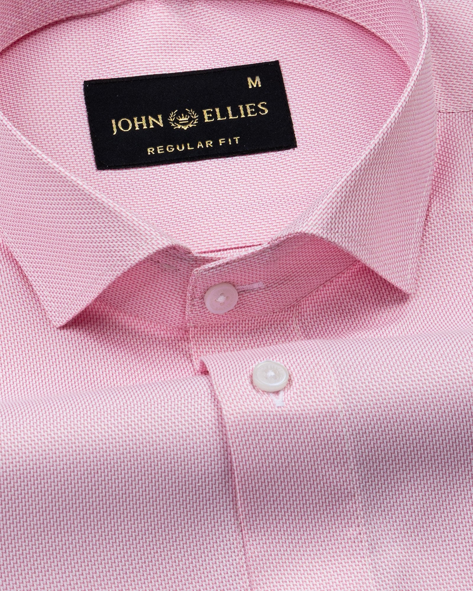 Marcell Pink Textured Cutaway Cotton Shirt - John Ellies