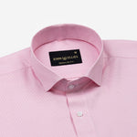 Marcell Pink Textured Cutaway Cotton Shirt - John Ellies