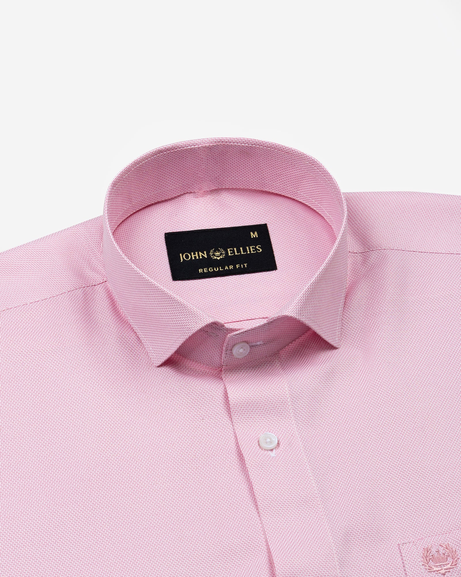 Marcell Pink Textured Cutaway Cotton Shirt - John Ellies