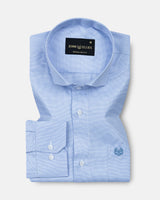 Marcell Blue Textured Cutaway Cotton Shirt
