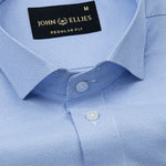 Marcell Blue Textured Cutaway Cotton Shirt - John Ellies