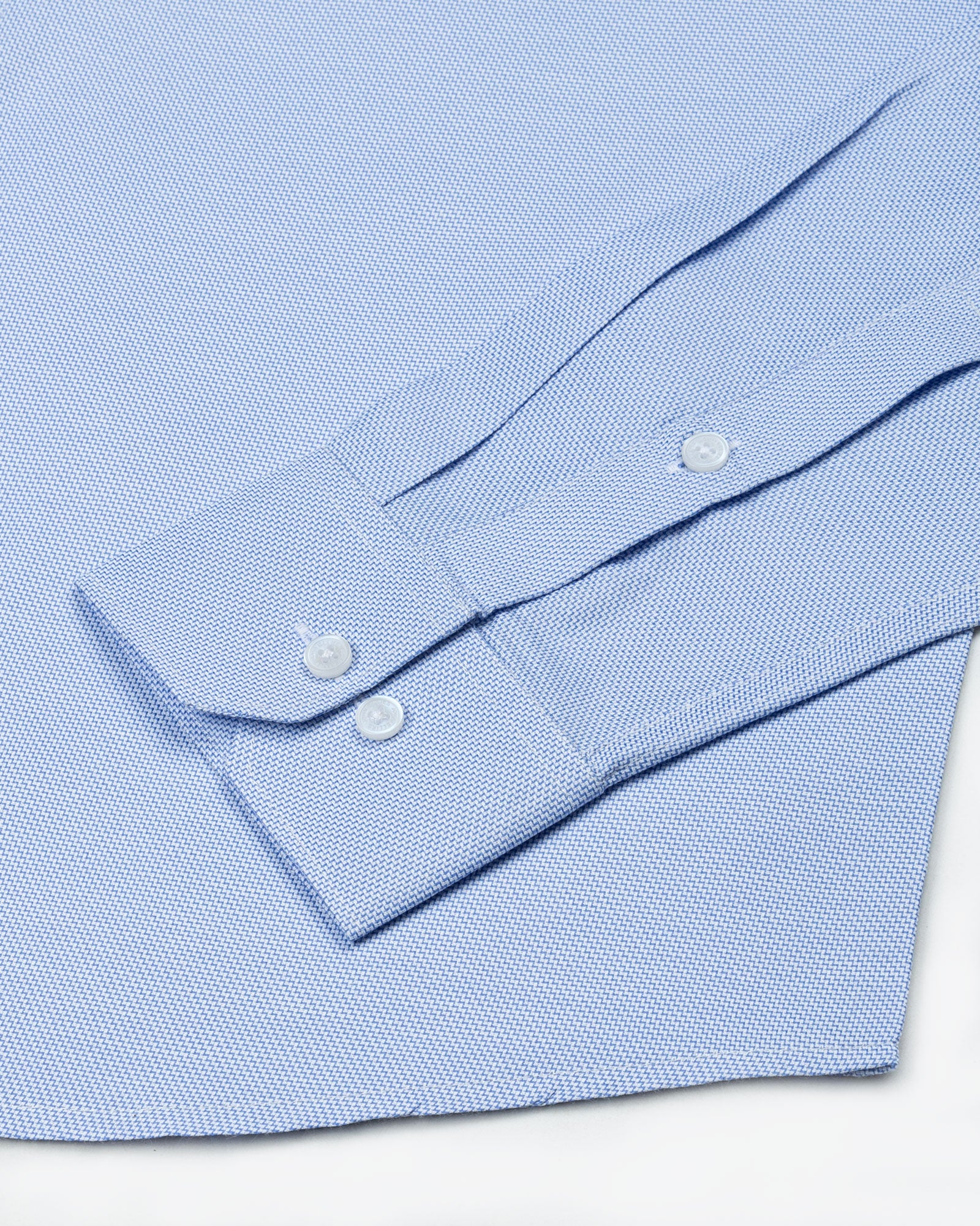 Marcell Blue Textured Cutaway Cotton Shirt - John Ellies