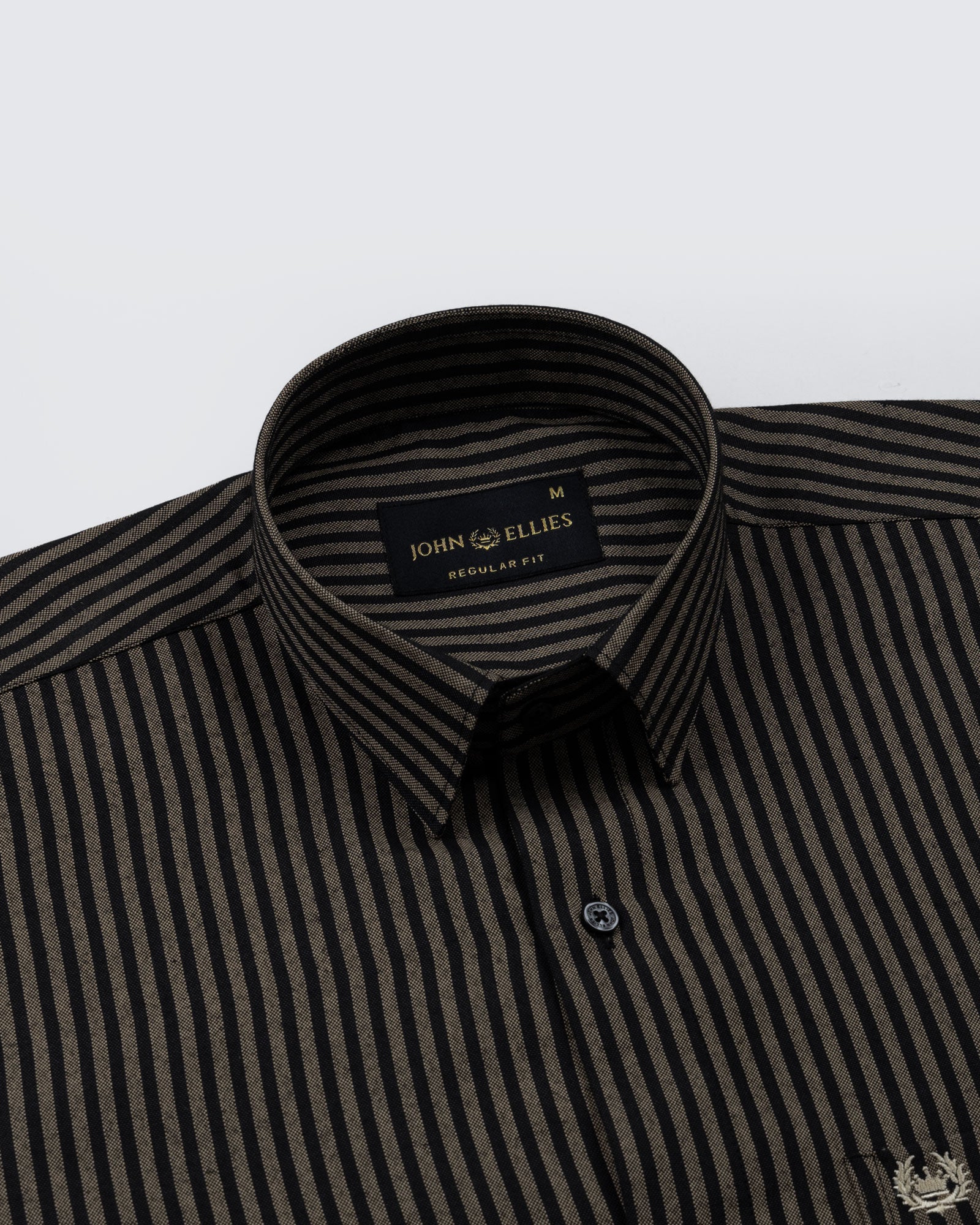Destiny Beige Stripes Oxford Cotton Shirt - John Ellies