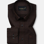 Destiny Brown Stripes Oxford Cotton Shirt - John Ellies