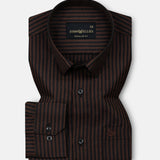 Destiny Brown Stripes Oxford Cotton Shirt - John Ellies