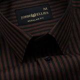 Destiny Brown Stripes Oxford Cotton Shirt - John Ellies