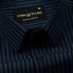 Destiny Blue Stripes Oxford Cotton Shirt - John Ellies
