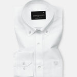 Monza White Plain Button Down Polyester Shirt - John Ellies