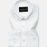 Monza White Plain Button Down Polyester Shirt - John Ellies
