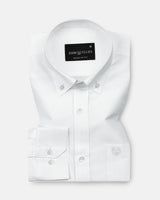Monza White Plain Button Down Polyester Shirt