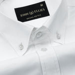 Monza White Plain Button Down Polyester Shirt - John Ellies