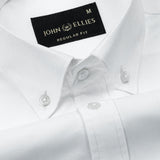 Monza White Plain Button Down Polyester Shirt - John Ellies