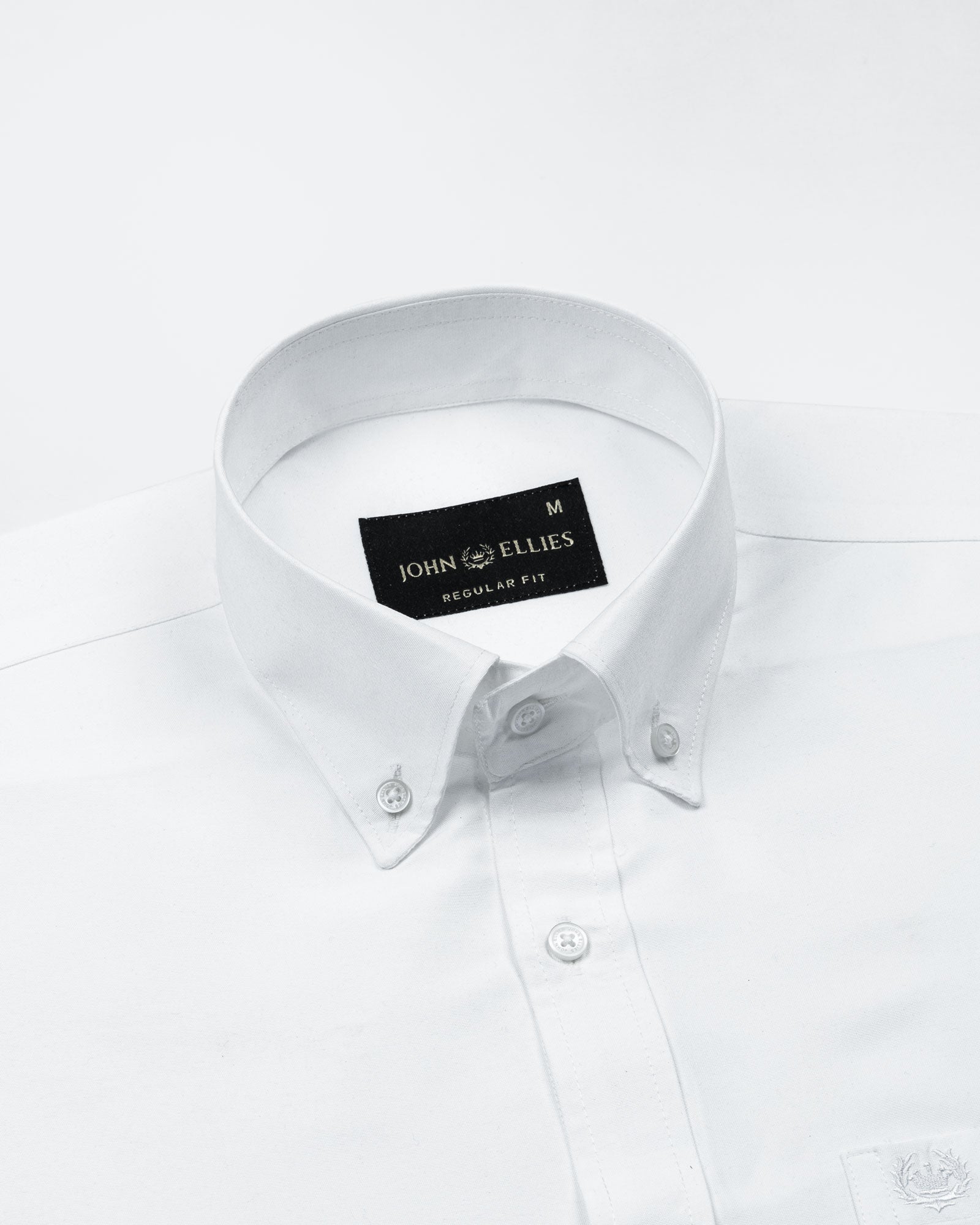 Monza White Plain Button Down Polyester Shirt - John Ellies