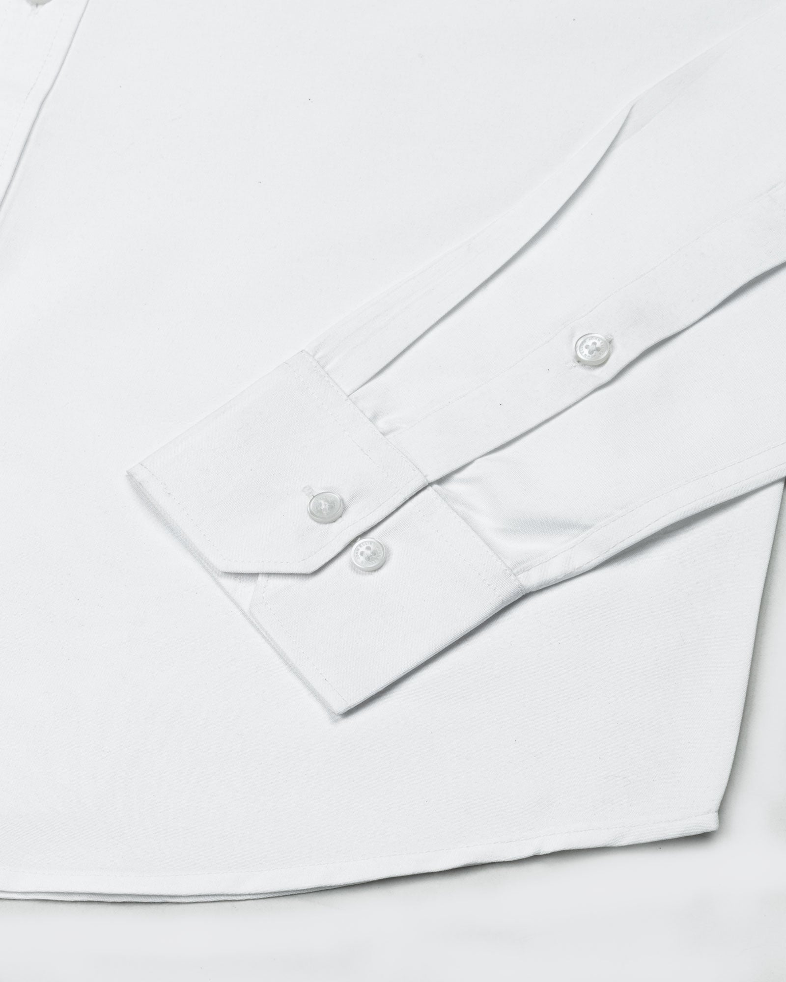 Monza White Plain Button Down Polyester Shirt - John Ellies