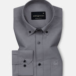 Monza Silver Plain Button Down Polyester Shirt - John Ellies