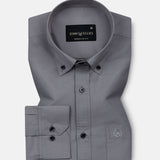 Monza Silver Plain Button Down Polyester Shirt - John Ellies