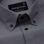 Monza Silver Plain Button Down Polyester Shirt - John Ellies