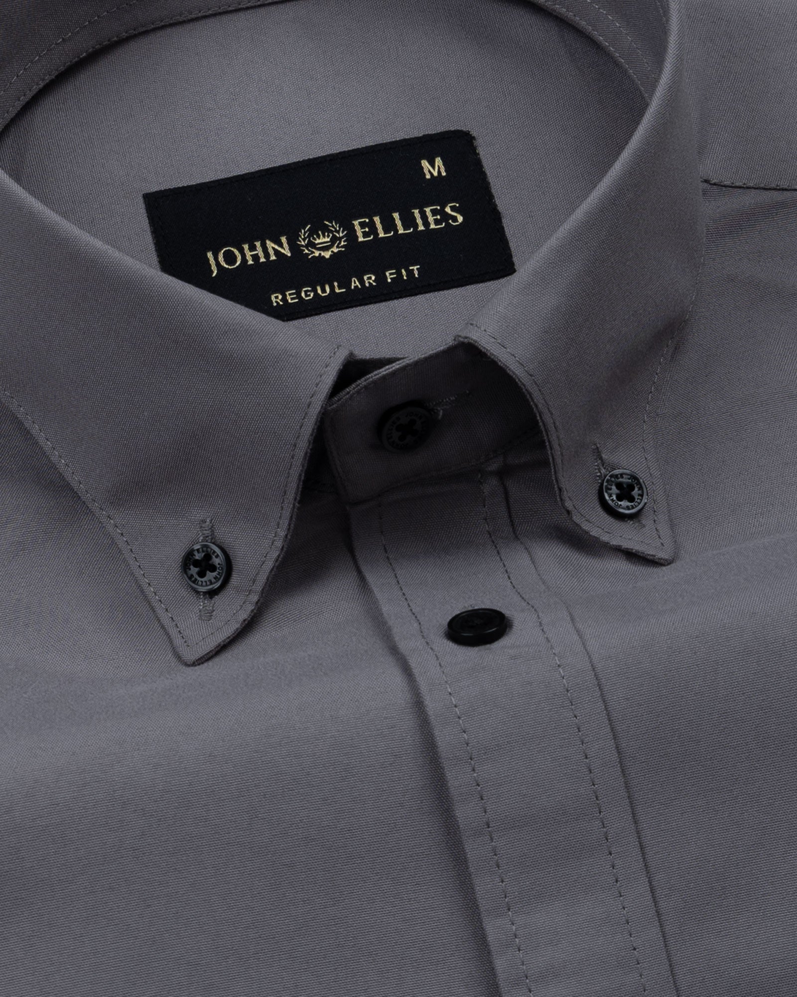 Monza Silver Plain Button Down Polyester Shirt - John Ellies