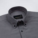 Monza Silver Plain Button Down Polyester Shirt - John Ellies