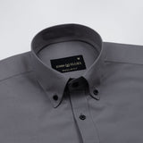 Monza Silver Plain Button Down Polyester Shirt - John Ellies