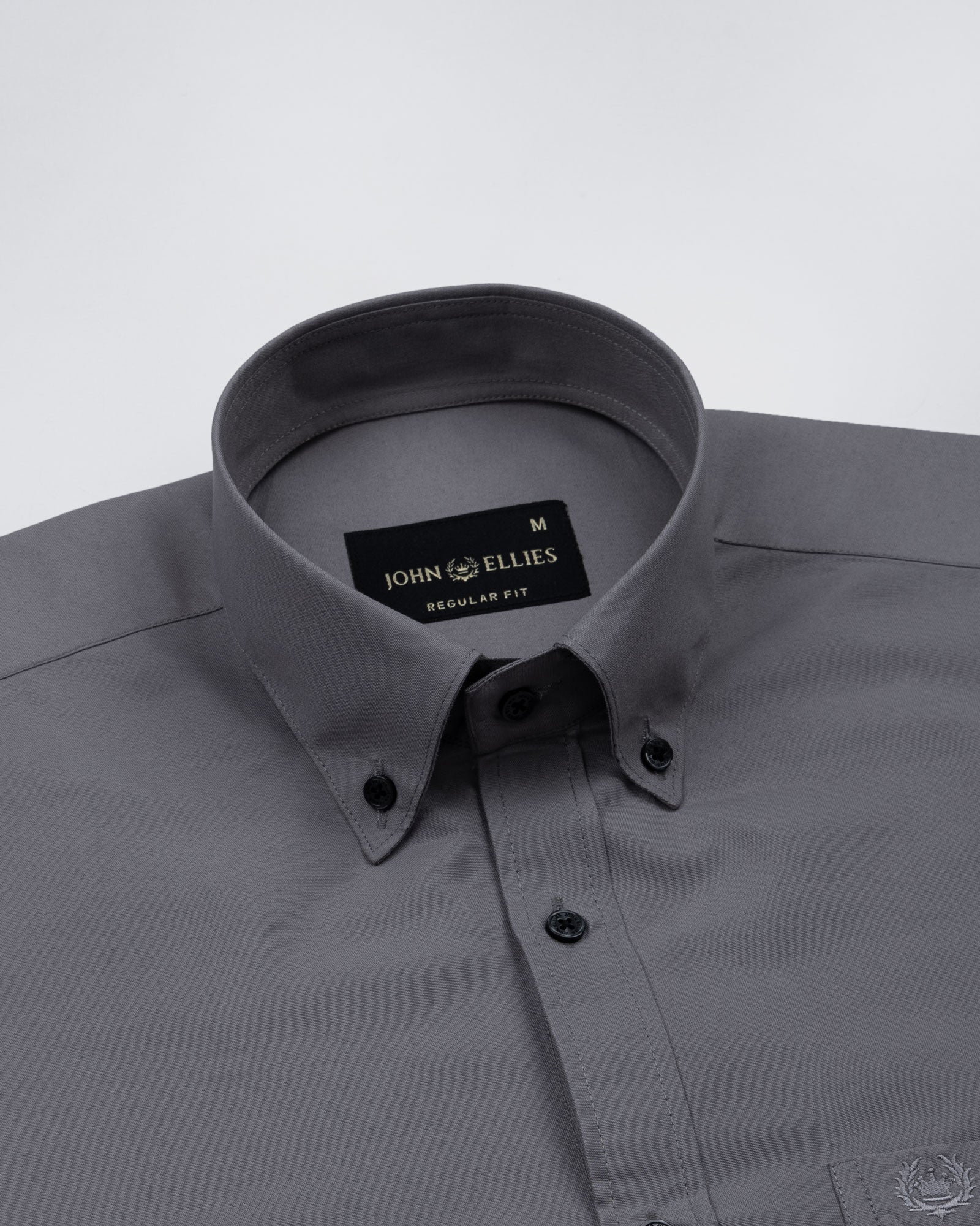 Monza Silver Plain Button Down Polyester Shirt - John Ellies