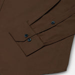 Monza Brown Plain Button Down Polyester Shirt - John Ellies