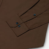 Monza Brown Plain Button Down Polyester Shirt - John Ellies