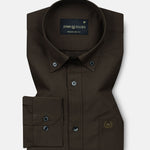 Monza Coffee Plain Button Down Polyester Shirt - John Ellies