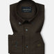 Monza Coffee Plain Button Down Polyester Shirt - John Ellies