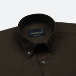 Monza Coffee Plain Button Down Polyester Shirt - John Ellies