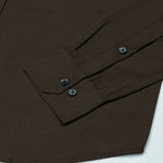 Monza Coffee Plain Button Down Polyester Shirt - John Ellies