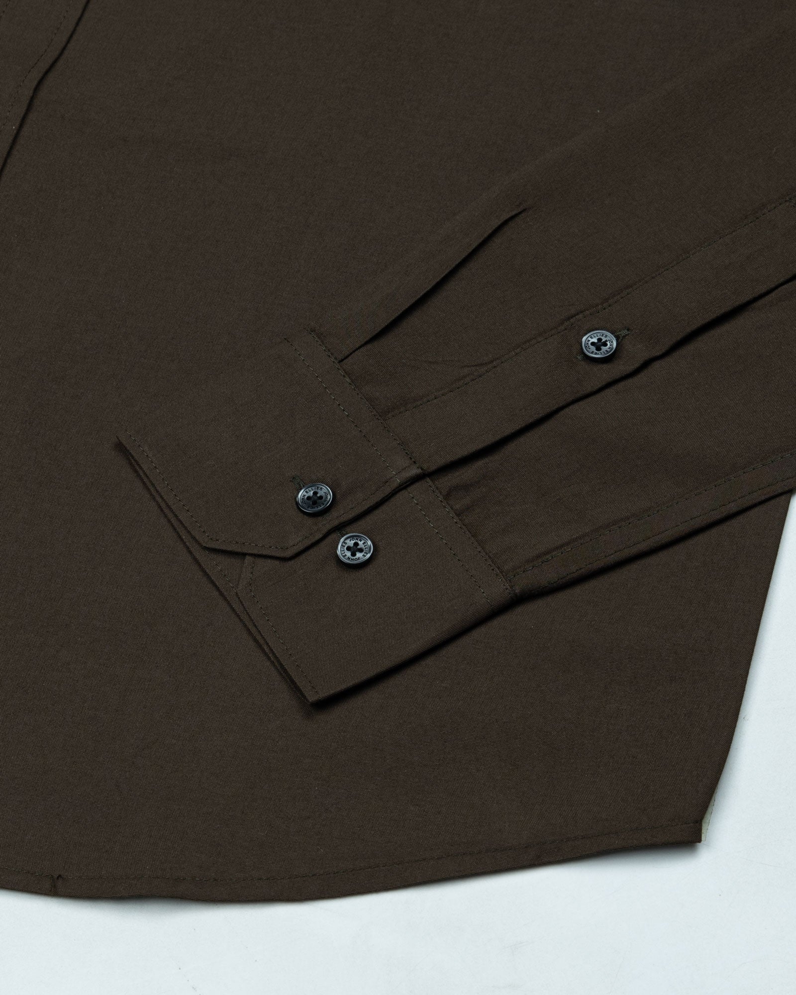 Monza Coffee Plain Button Down Polyester Shirt - John Ellies