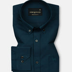 Monza Teal Plain Button Down Polyester Shirt - John Ellies