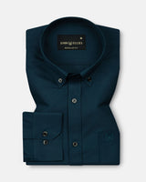 Monza Teal Plain Button Down Polyester Shirt