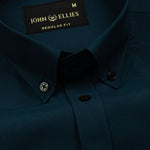 Monza Teal Plain Button Down Polyester Shirt - John Ellies