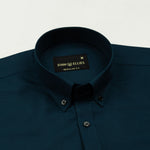 Monza Teal Plain Button Down Polyester Shirt - John Ellies